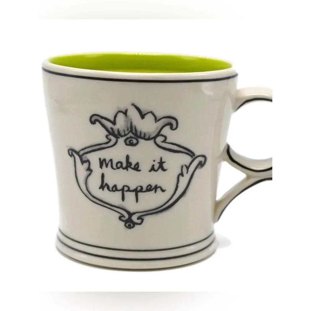 Molly Hatch Anthropologie Make It happen Crown Green Stripe Mug